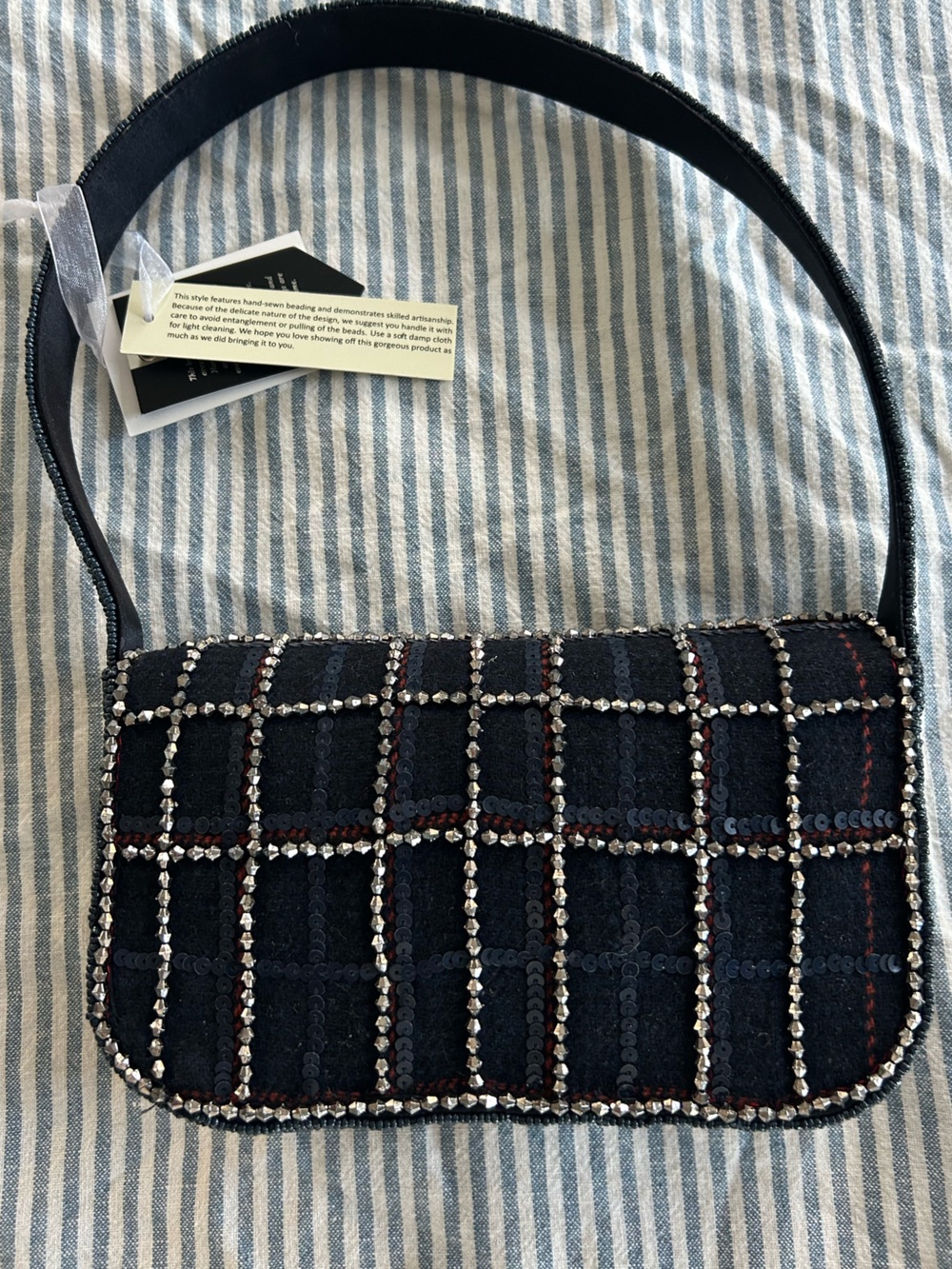 Black Embellished Yorkie Beaded Bag - Picture 2 of 4
